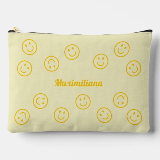Faces Joyeuses - Jaune - LARGE Pochette Accessoire (Recto)