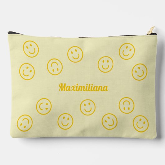 Faces Joyeuses - Jaune - LARGE Pochette Accessoire (Verso)