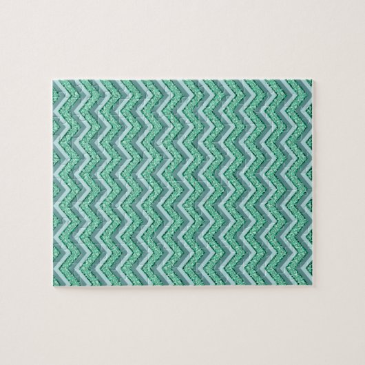 Facetvormig patroon van smaragdgroene chevron legpuzzel (Horizontaal)