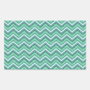 Facetvormig patroon van smaragdgroene chevron rechthoekige sticker