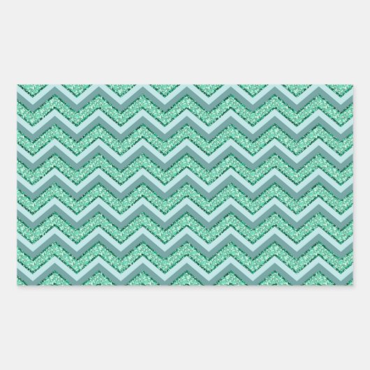 Facetvormig patroon van smaragdgroene chevron rechthoekige sticker (Voorkant)
