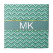 Facetvormig patroon van smaragdgroene chevron tegeltje (Voorkant)