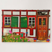 Fachwerkhaus House Duitsland. Jigzaag Puzzle Legpuzzel (Horizontaal)