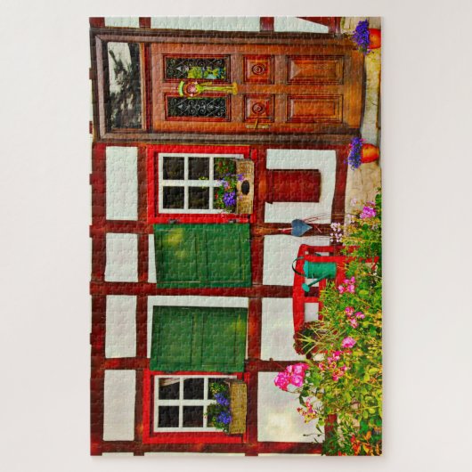 Fachwerkhaus House Duitsland. Jigzaag Puzzle Legpuzzel (Verticaal)