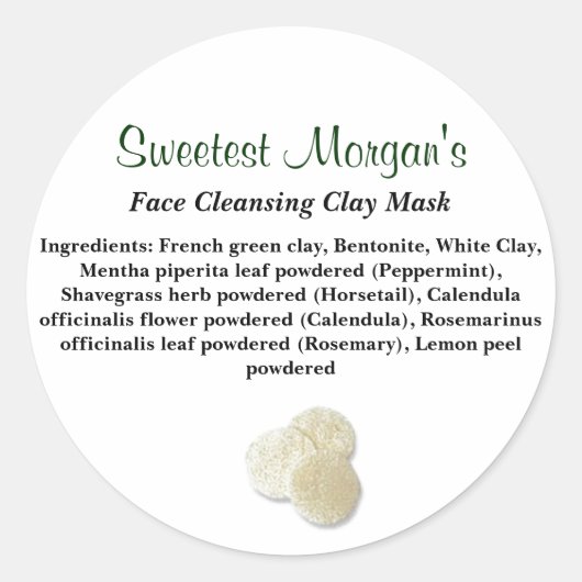 Facial Cleansing Clay Mask Ingrediënten Rond Label (Voorkant)