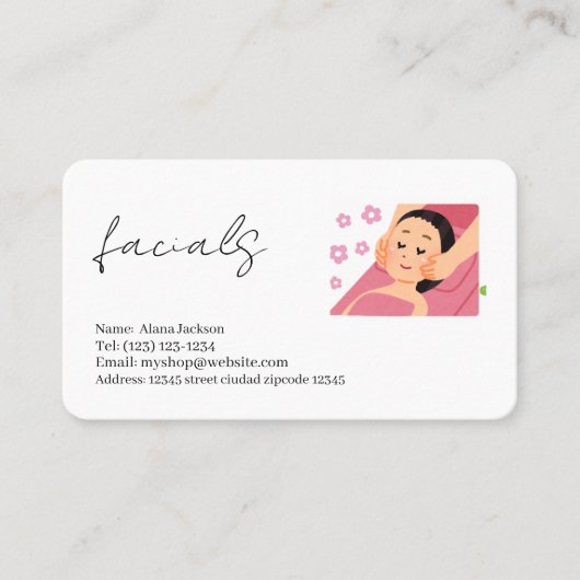 Facials Services bewerkbaar visitekaartje (Voorkant)