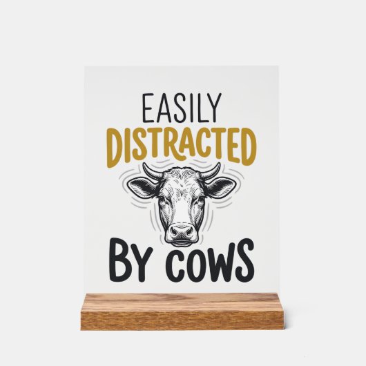 Facilement Distrait Par Les Vaches Drôle De T-Shir (Recto)