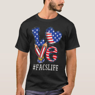 Facs Love USA Vlag Vuurwerk 4th of July Familie MA T-shirt