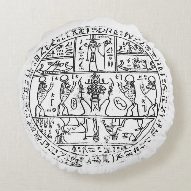 Facsimile 2 Hypocephalus Pillow Rond Kussen (Achterkant)
