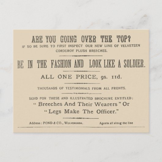 Facsimile Extract van de Wipers Times 1916 Briefkaart (Voorkant)