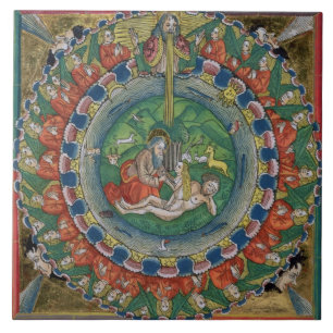 Facsimile kopie van Genesis 2:22 God creëerde Eve, Tegeltje