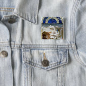 Facsimile van februari vierkante button 5,1 cm (In situ)