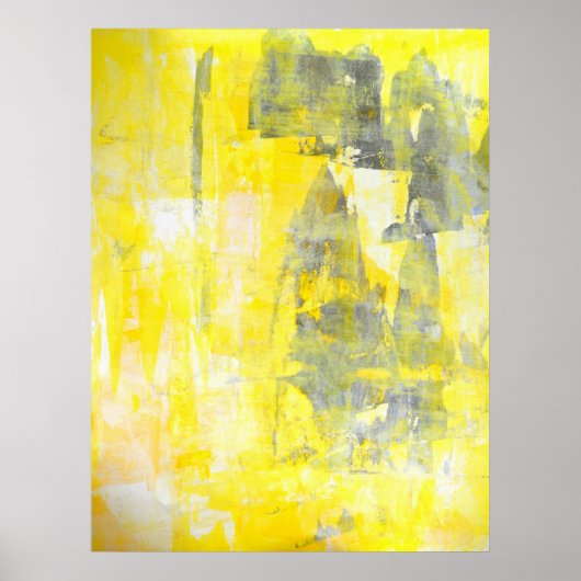 'Factor' Grijs en Geel Abstract Poster afdrukken (Voorkant)