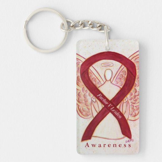 Factor V Leiden Angel Awareness Ribbon Sleutelhang Sleutelhanger (Voorkant)