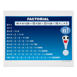 Factorial Nummers Wiskunde Classroom Blauw Poster Perfect Poster