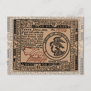 Facture de trois dollars - Carte postale