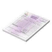 Factuur Pastry Chef Paarse Bloemen Waterverf Notitieblok (Gedraaid)