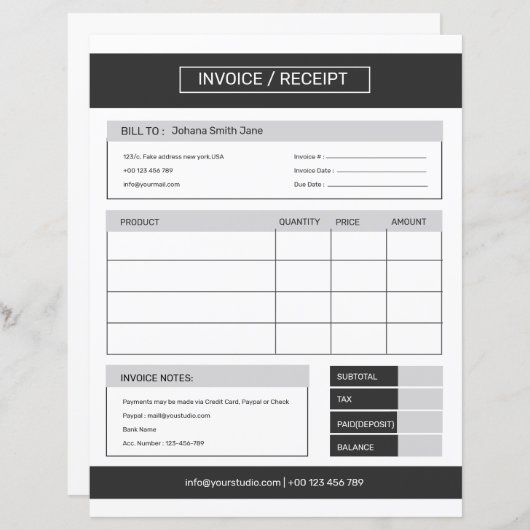 Factuur-sjabloon (Voorkant / Achterkant)