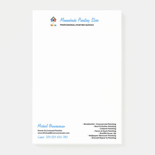 Factuur voor schildersdienst Modern Professioneel Post-it® Notes (Voorkant)