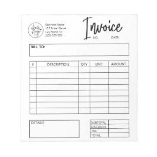 Factuurbestelformulier Aangepaste Logo Notitieblok