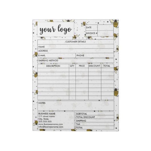 Factuurformulier voor zakelijke verkoop, Logo toev Notitieblok (Gedraaid)