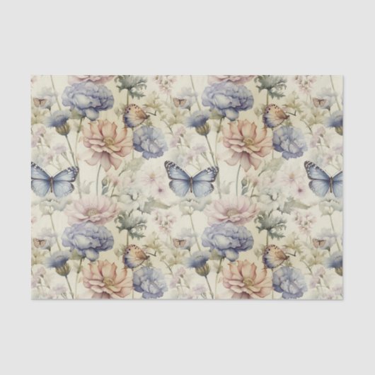  Fade Vlinders met Bloemmotief Tissuepapier (Voorkant)