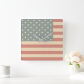Faded American Flag Wandklok Vierkante Klok (Huis)