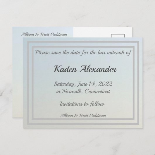 Faded Blauwe Ombre slaat het Briefkaart Datum op (Voorkant / Achterkant)