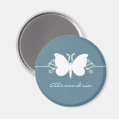 Faded Blue Butterfly Swirls Magnet Magneet (Voorkant / Achterkant)