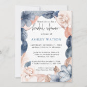 Faded denim & blush Bridal Shower Invitation Kaart (Voorkant)