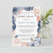 Faded denim & blush Bridal Shower Invitation Kaart (Staand voorkant)