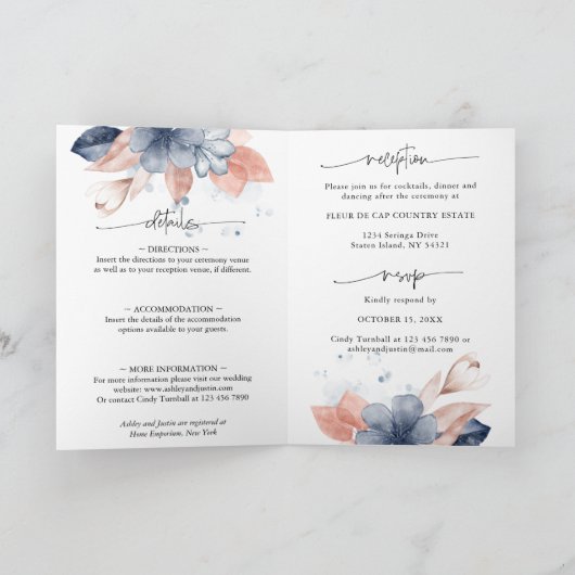 Faded denim & blush florals Weddenschap (Binnen)