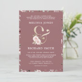 Faded Dusty Roos Floral Ampersand QR Code Bruiloft Kaart (Staand voorkant)