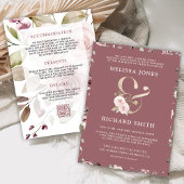 Faded Dusty Roos Floral Ampersand QR Code Bruiloft Kaart