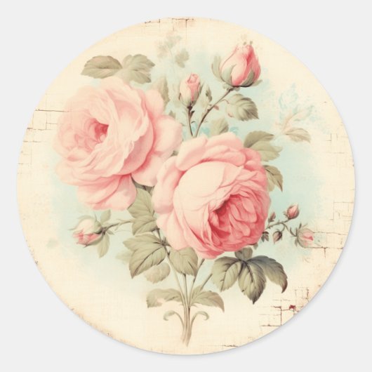 Faded Elegance Shabby Chic Ronde Sticker (Voorkant)
