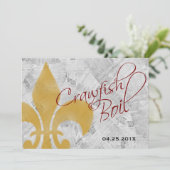 Faded Fleur de Lis Newspaper Crawfish Boil Invite Kaart (Staand voorkant)