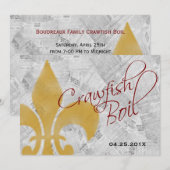 Faded Fleur de Lis Newspaper Crawfish Boil Invite Kaart (Voorkant / Achterkant)