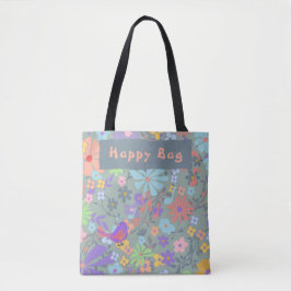 Faded Floral "Happy Bag" Draagtas