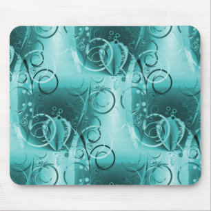 Faded Floral Swirl Blauwgroen Turquoise Blue Girly Muismat
