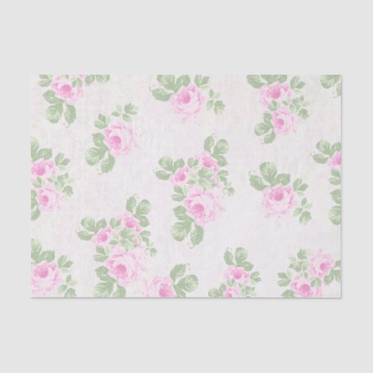 Faded florale shabby chic roze rozen tissuepapier (Voorkant)