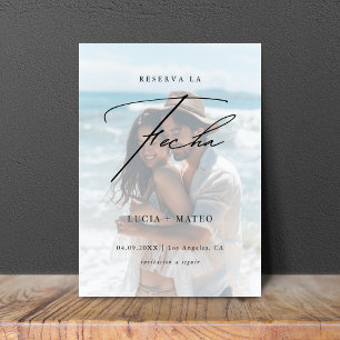 Faded foto Reserva La Fecha Spaanse strand bruilof Save The Date