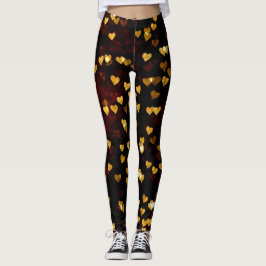 Faded Gold-harten op donkere achtergrond Leggings