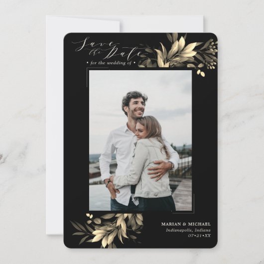 Faded Greenery Back and Taupe Wedding Save The Date (Voorkant)