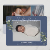 Faded Greenery Eucalyptus Blue Boy Announcem Aankondiging (Voorkant / Achterkant)