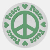 Faded Groene Vredesbord met Hearts-Sticker Ronde Sticker (Voorkant)