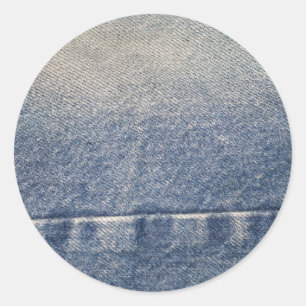 Faded Jeans/Denim Fabric Ronde Sticker