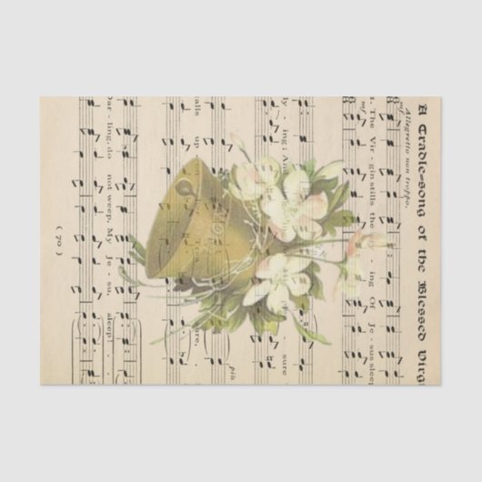 Faded muziekbladen Gold Bell-decoupage Tissuepapier (Voorkant)