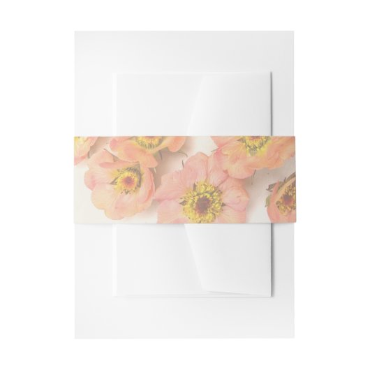 Faded Peach Geum Belly Band Uitnodigingen Wikkel (Voorkant Voorbeeld)