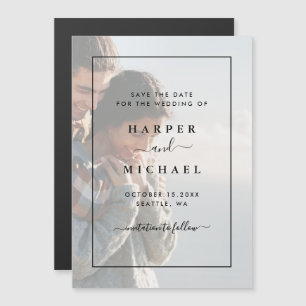 Faded Photo Elegant Enregistrer la date Carte magn