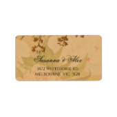 Faded pinda's en goudbladeren bruiloft etiket (Voorkant)